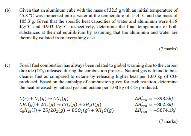 B Given That An Aluminum Cube With The Mass Of 32 5 Chegg 