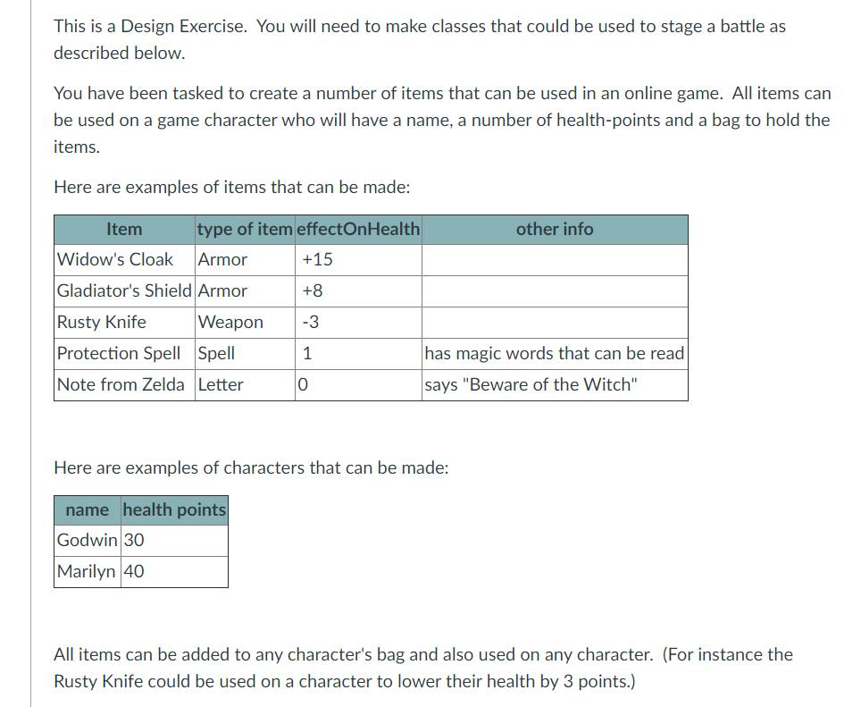 Solved This is a Design Exercise. You will need to make | Chegg.com