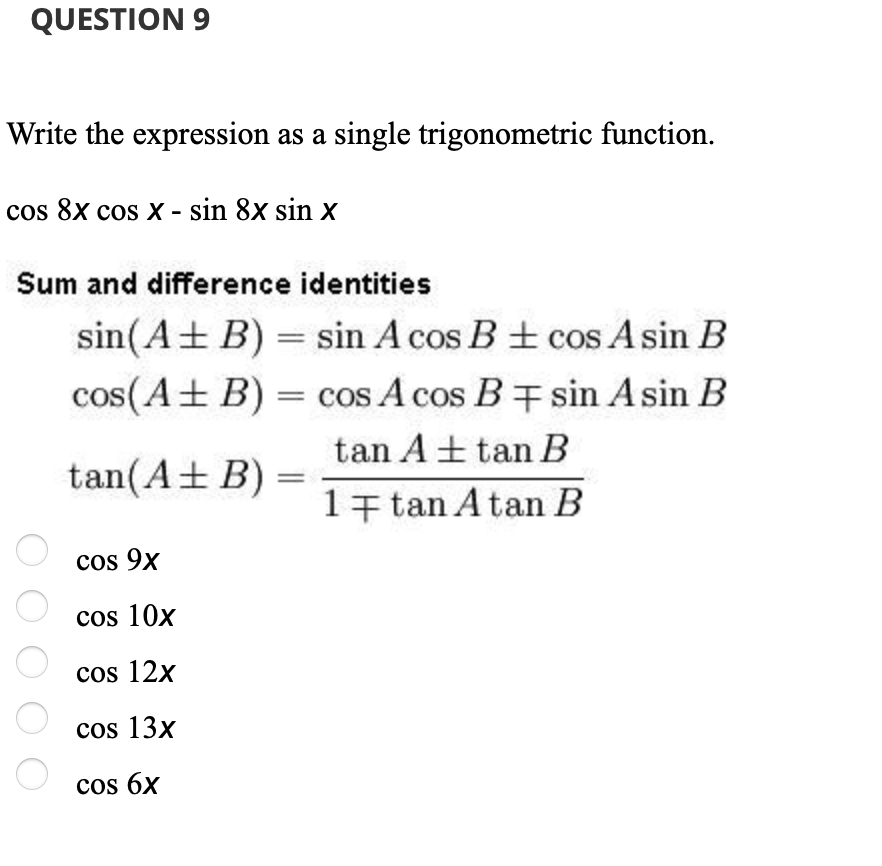 Solved Write The Expression As A Single Trigonometric 1927