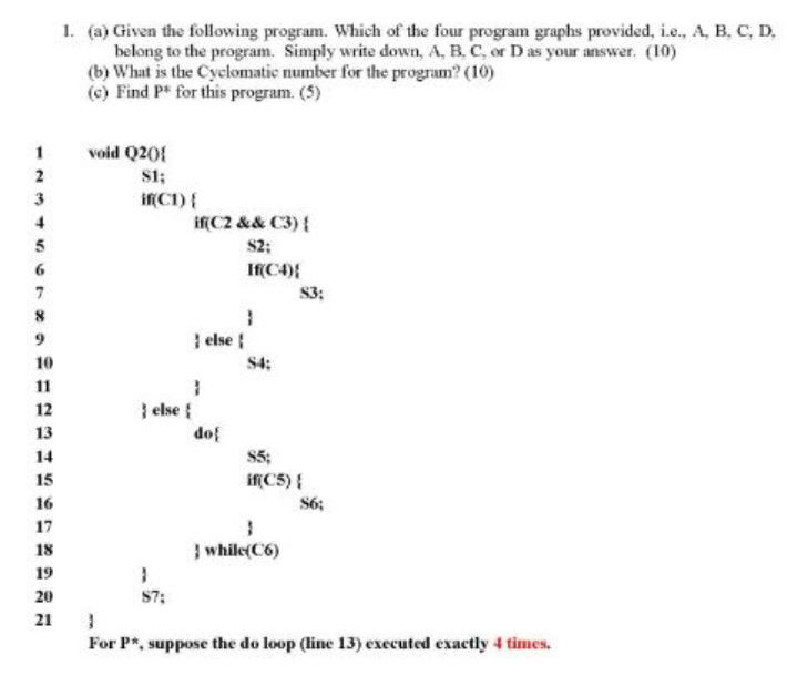 1. (a) Given the following program. Which of the four | Chegg.com