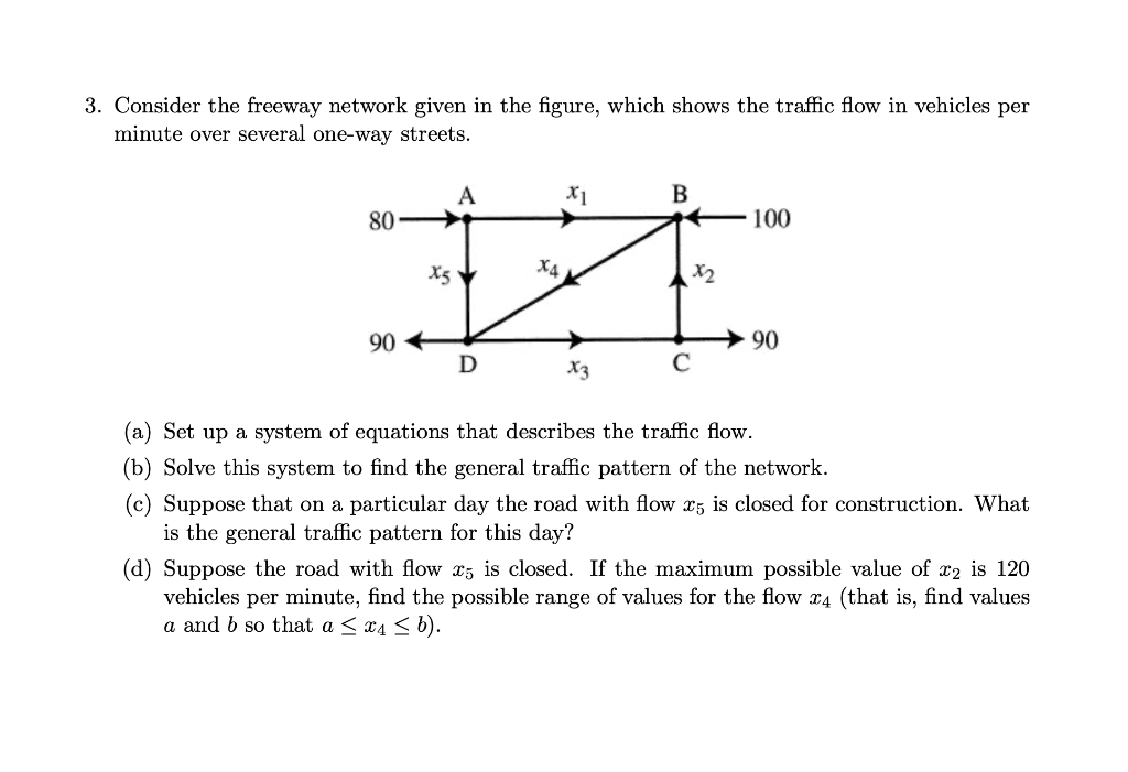Solved 3. Consider the freeway network given in the figure, | Chegg.com