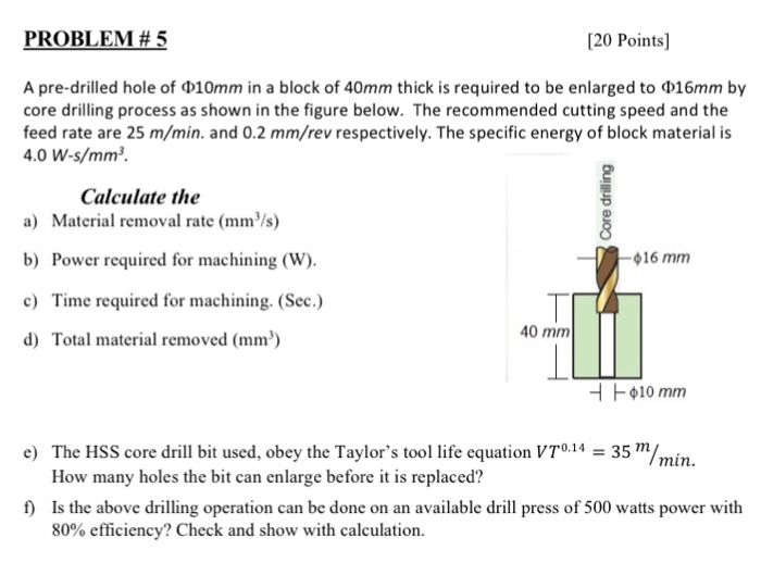 Solved PROBLEM # 5 20 Points] A Pre-drilled Hole Of ?10mm In | Chegg.com