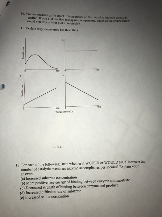 explain how temperature affects the rate of an enzyme catalyzed reaction