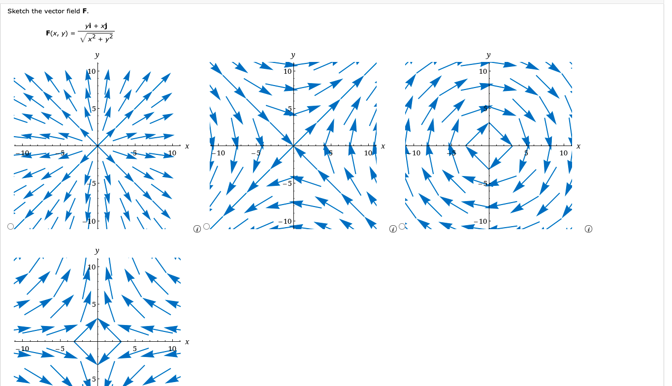 Solved Sketch The Vector Field F F X Y Yi Xj X2 Y2