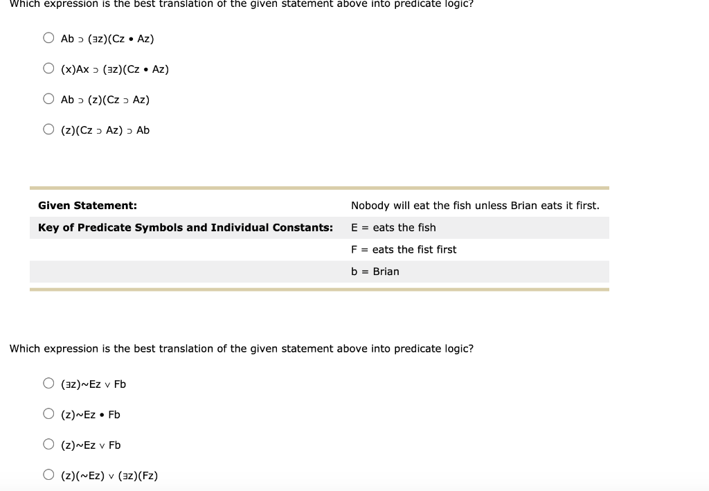 Solved 6. Predicate Logic Translations - Practice 2 You have | Chegg.com