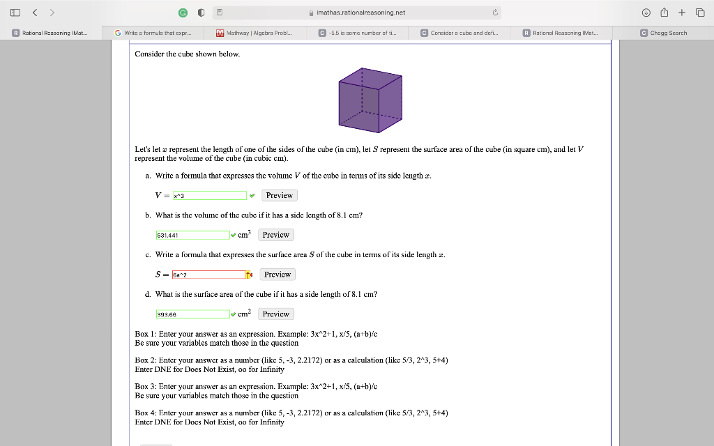 Solved Consider the cube shown below. Let's let x represent