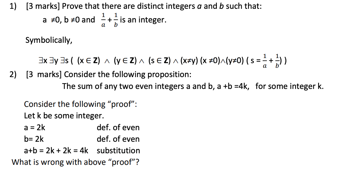 Solved 1) [3 Marks] Prove That There Are Distinct Integers A | Chegg.com