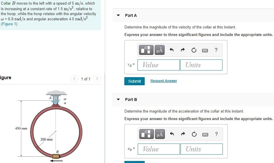 Solved Collar B moves to the left with a speed of 5 m/s,