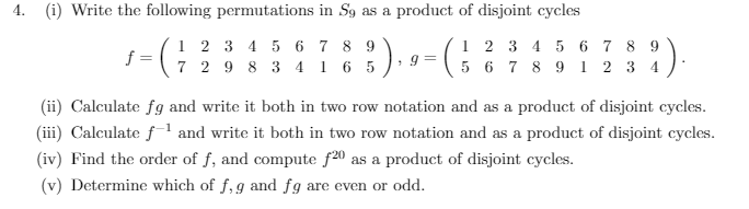 Solved f=(172239485364718695),g=(152637485961728394) (ii) | Chegg.com