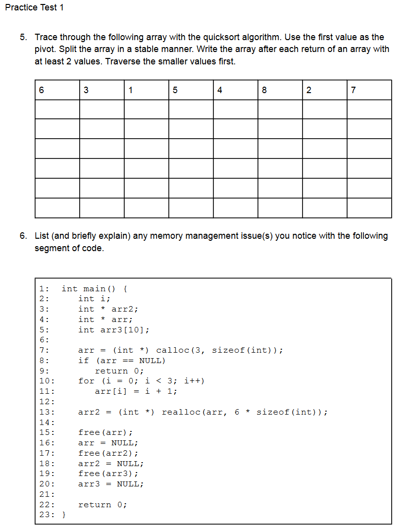 Solved Help with the Practice Test I want to know the | Chegg.com