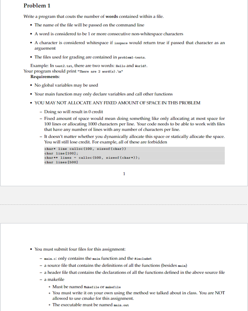 Solved In C language, please! Please, separate the four | Chegg.com