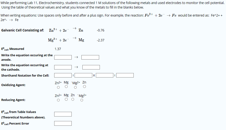 Solved While performing Lab 11, Electrochemistry, students