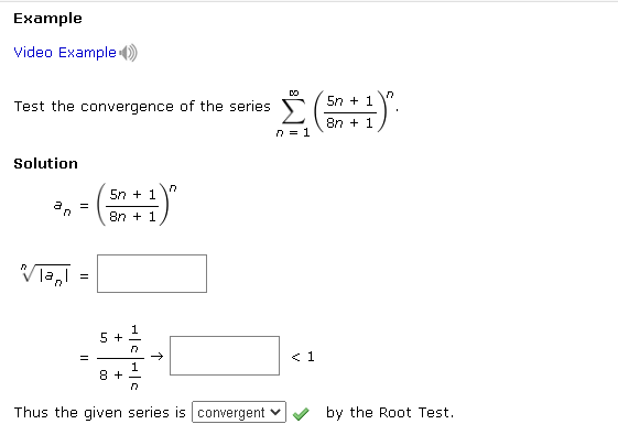 Solved Test the convergence of the series ∑n=1∞(8n+15n+1)n. | Chegg.com
