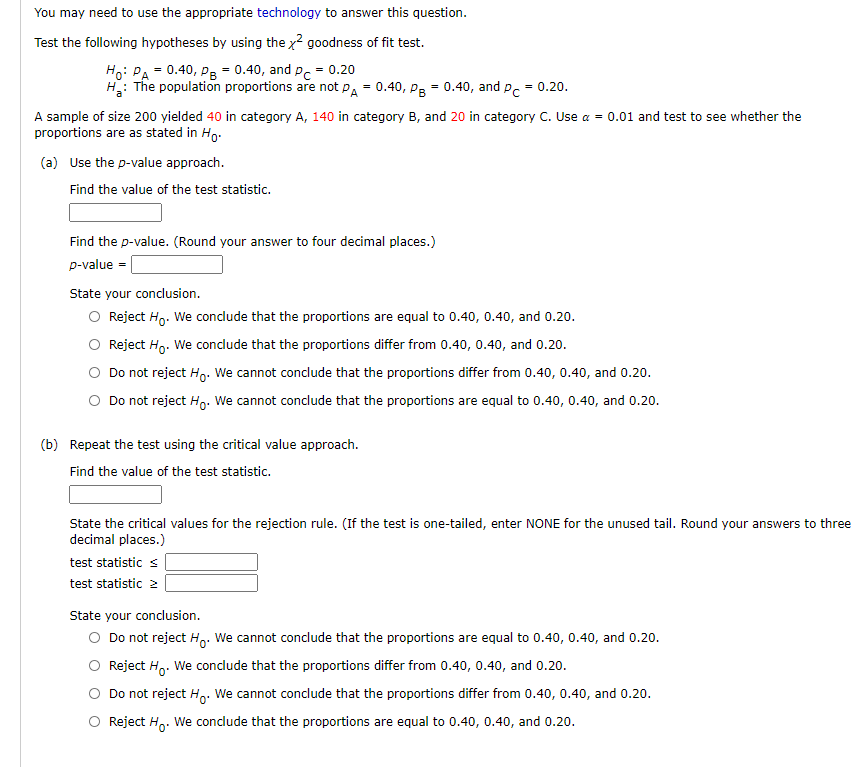 Solved Test the following hypotheses by using the χ2 | Chegg.com