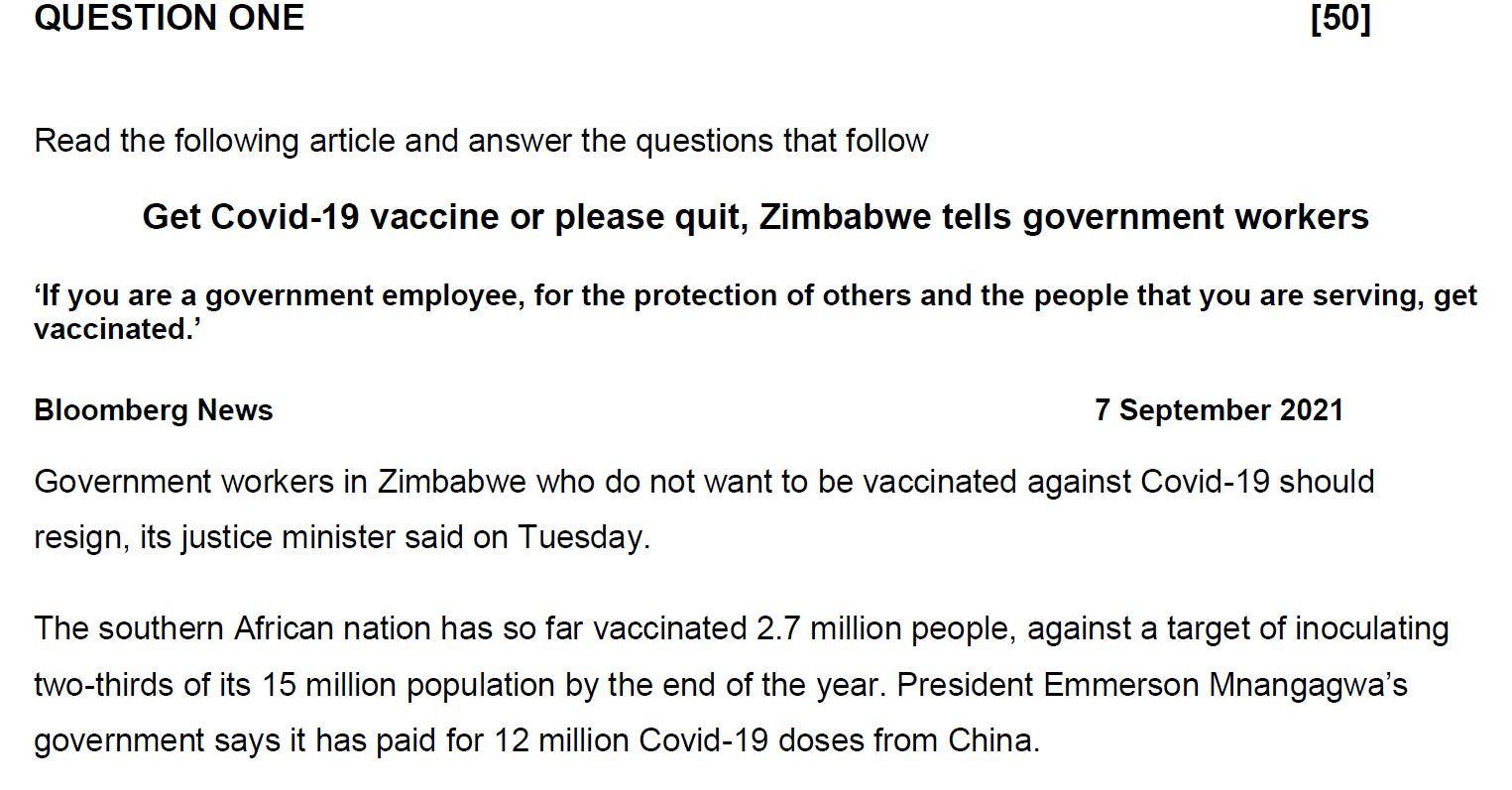 Solved QUESTION ONE [50] Read the following article and | Chegg.com