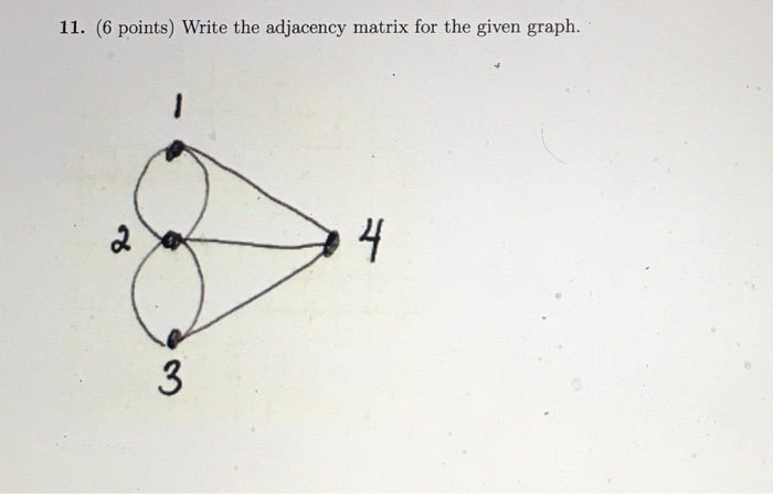 Solved Write the adjacency matrix for the given graph. | Chegg.com