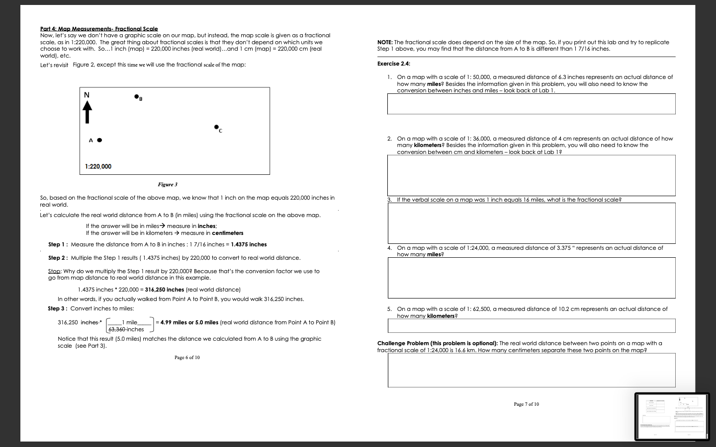 Solved Part 4 Map Measurements Fractional Scale Now, let's