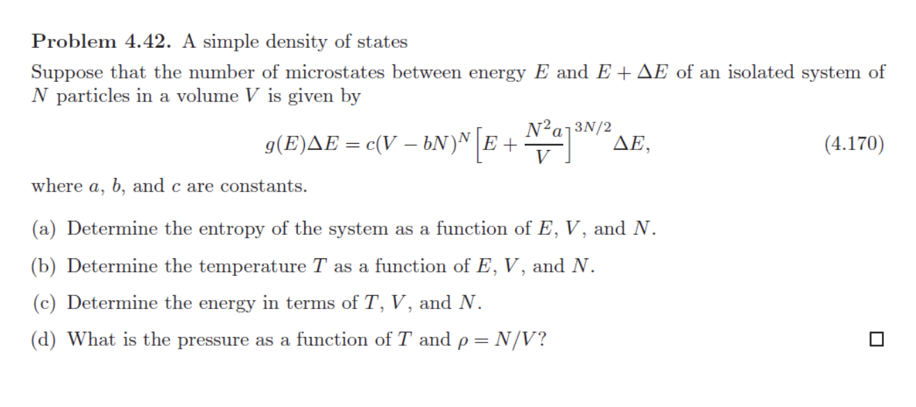 Solved Problem 4 42 A Simple Density Of States Suppose T Chegg Com