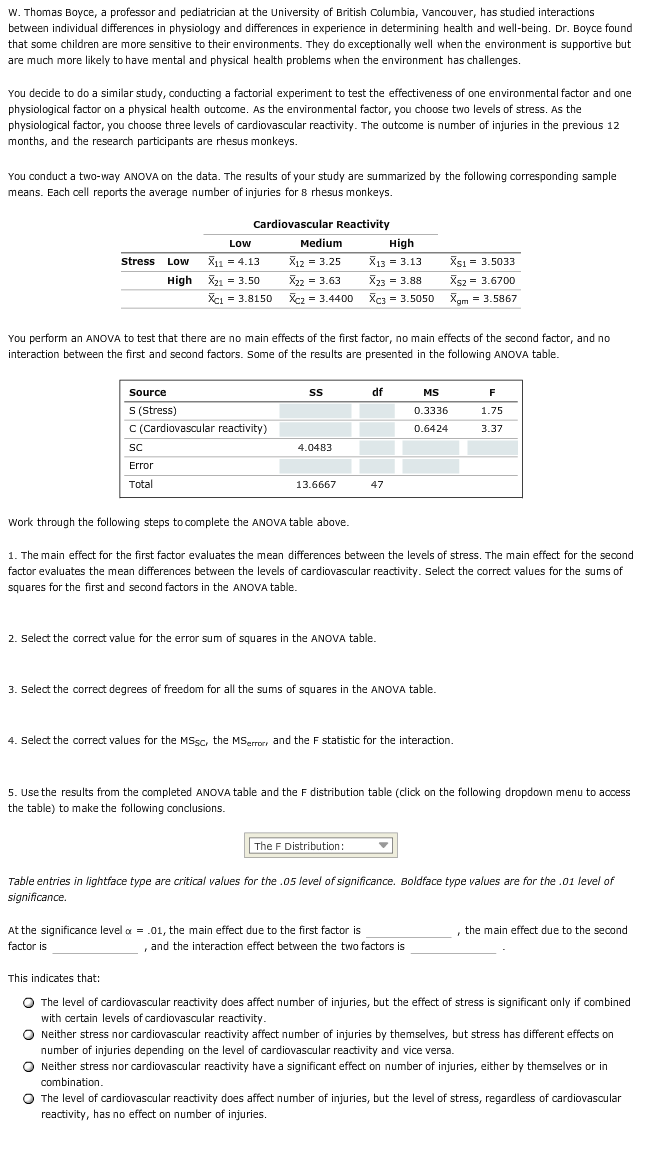 Solved W. Thomas Boyce, a professor and pediatrician at the | Chegg.com