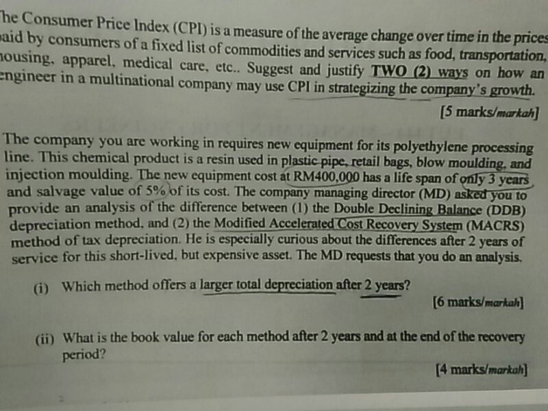 Solved He Consumer Price Index (CPI) Is A Measure Of The | Chegg.com