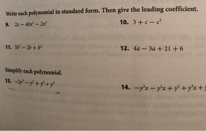 Solved Write each polynomial in standard form. Then give the | Chegg.com
