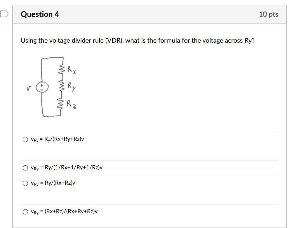 Solved Question 1 10 pts Using the current divider rule, | Chegg.com