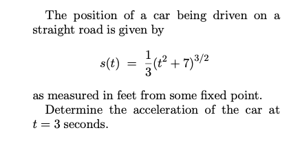 Solved The position of a car being driven on a straight road | Chegg.com