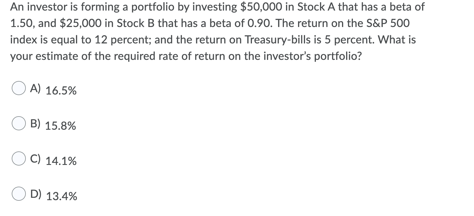 Solved The Betas Of Stock A, Stock B, And Stock C Are 1.6, | Chegg.com