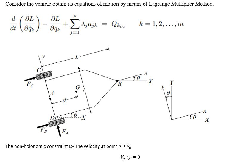 Consider the vehicle obtain its equations of motion | Chegg.com