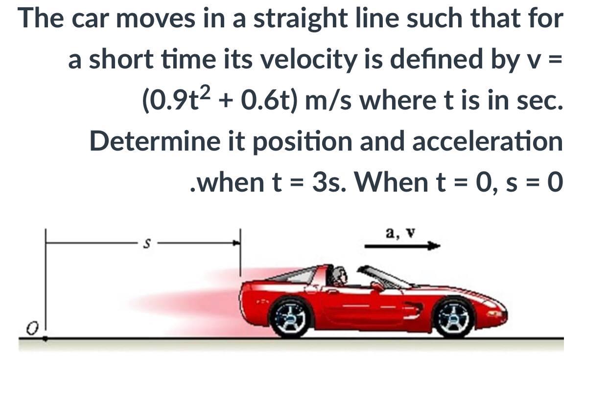 Solved The car moves in a straight line such that for a