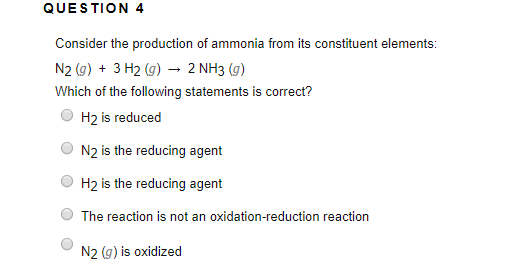 Solved QUESTION 4 Consider the production of ammonia from | Chegg.com