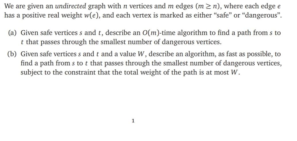 Solved We are given an undirected graph with n vertices and | Chegg.com