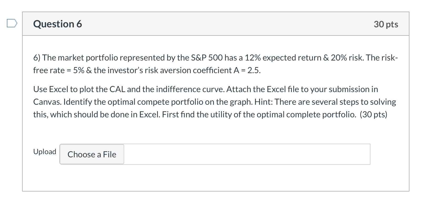 Solved Question 6 30 pts 6) The market portfolio represented | Chegg.com