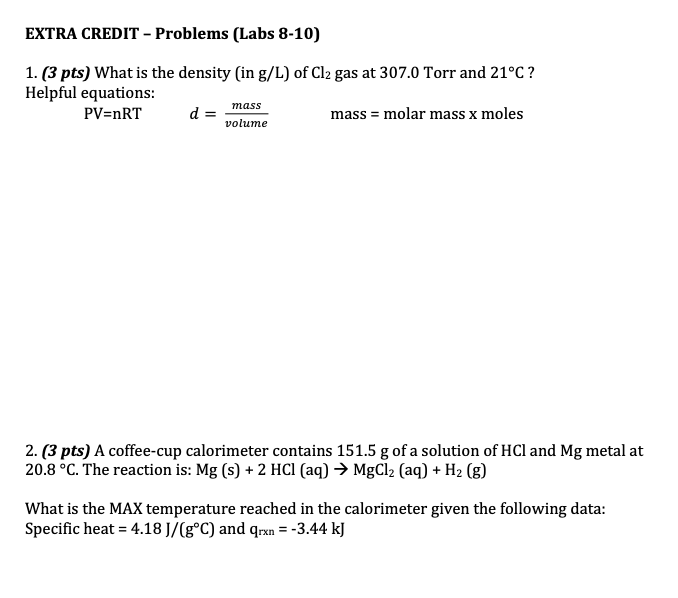 Solved Extra Credit Problems Labs 8 10 1 3 Pts Wha Chegg Com