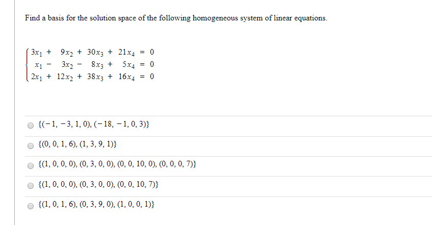 Solved Find a basis for the solution space of the following | Chegg.com