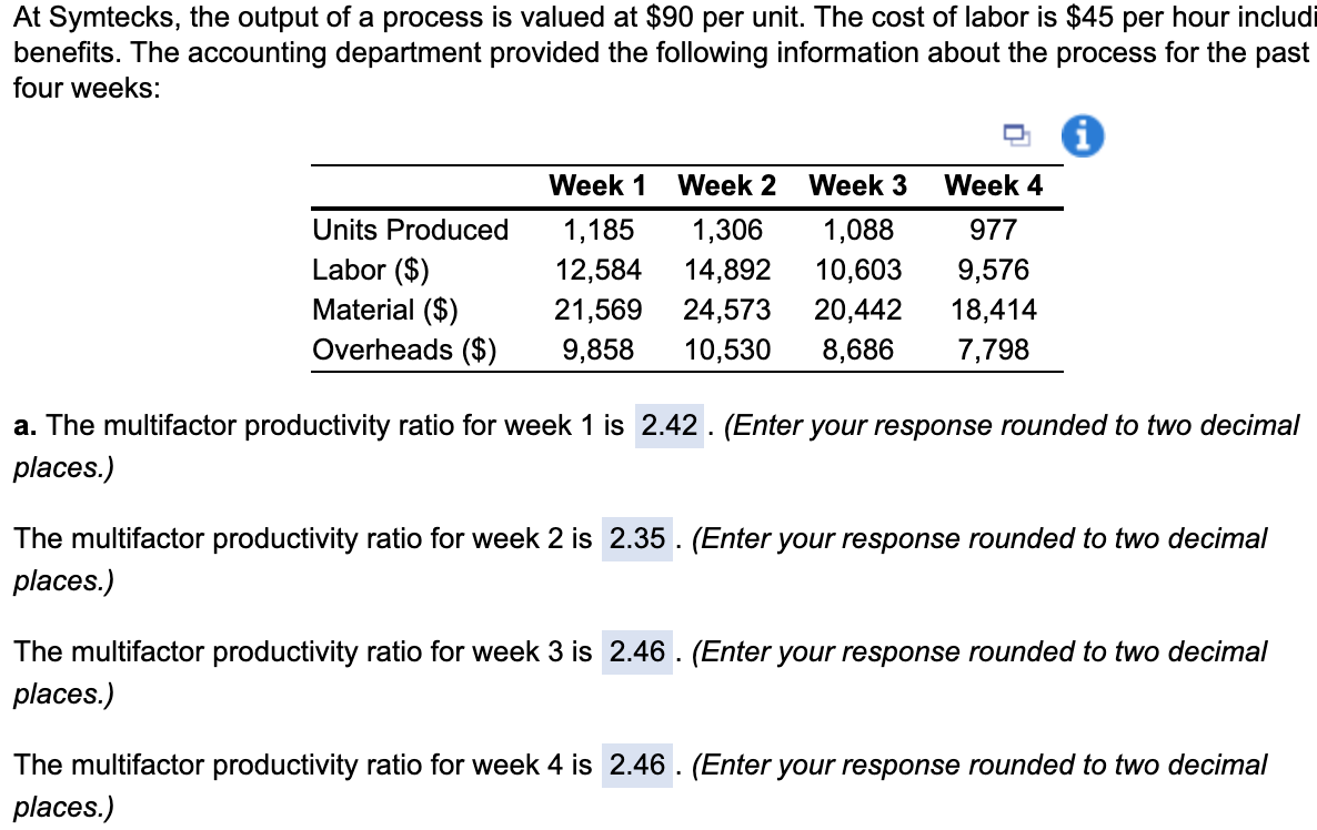 Solved A. Find The The Labor Productivity For Week 1 (units | Chegg.com