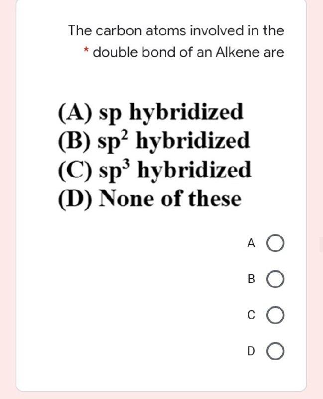 Solved The carbon atoms involved in the * double bond of an | Chegg.com