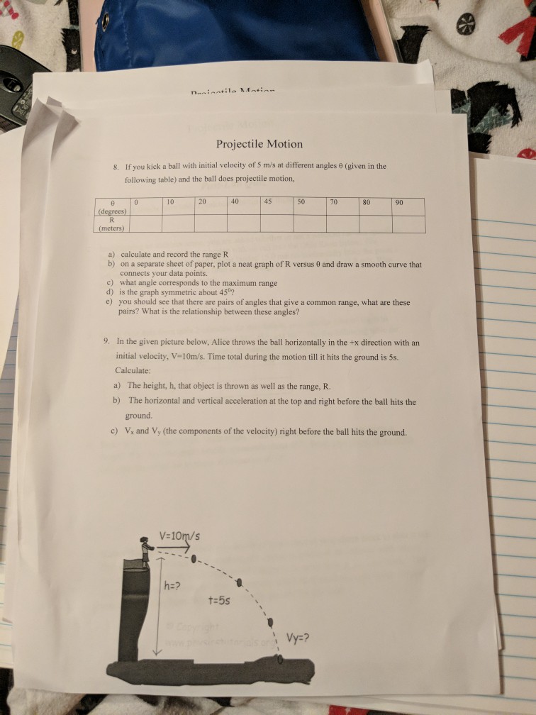 Solved Projectile Motion 8. If you kick a ball with initial | Chegg.com