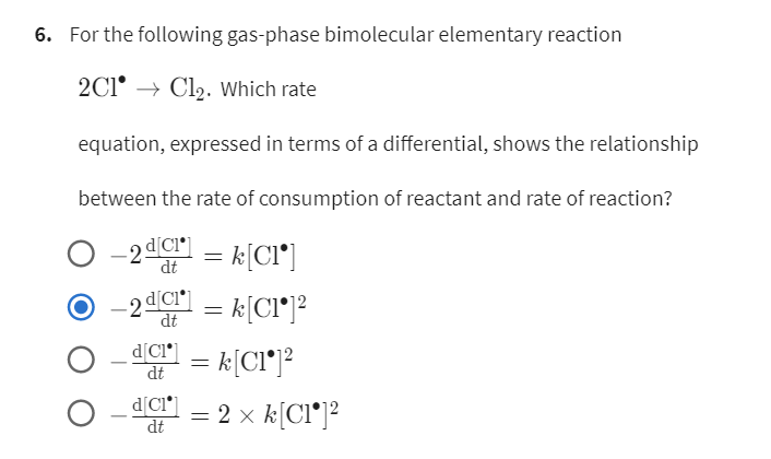 Solved 6. For The Following Gas-phase Bimolecular Elementary | Chegg.com