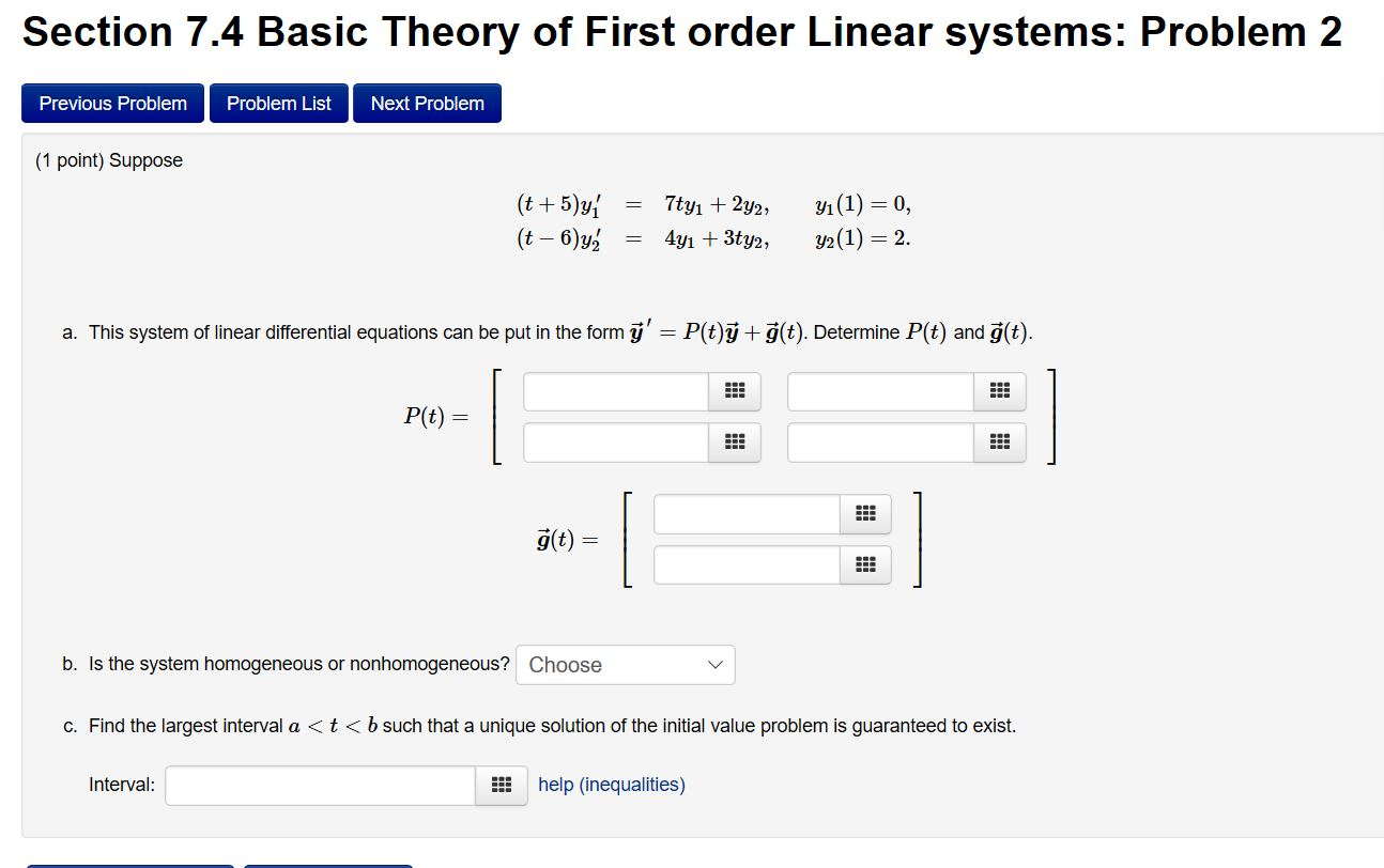 Solved section 7 4 basic theory of first order linear chegg