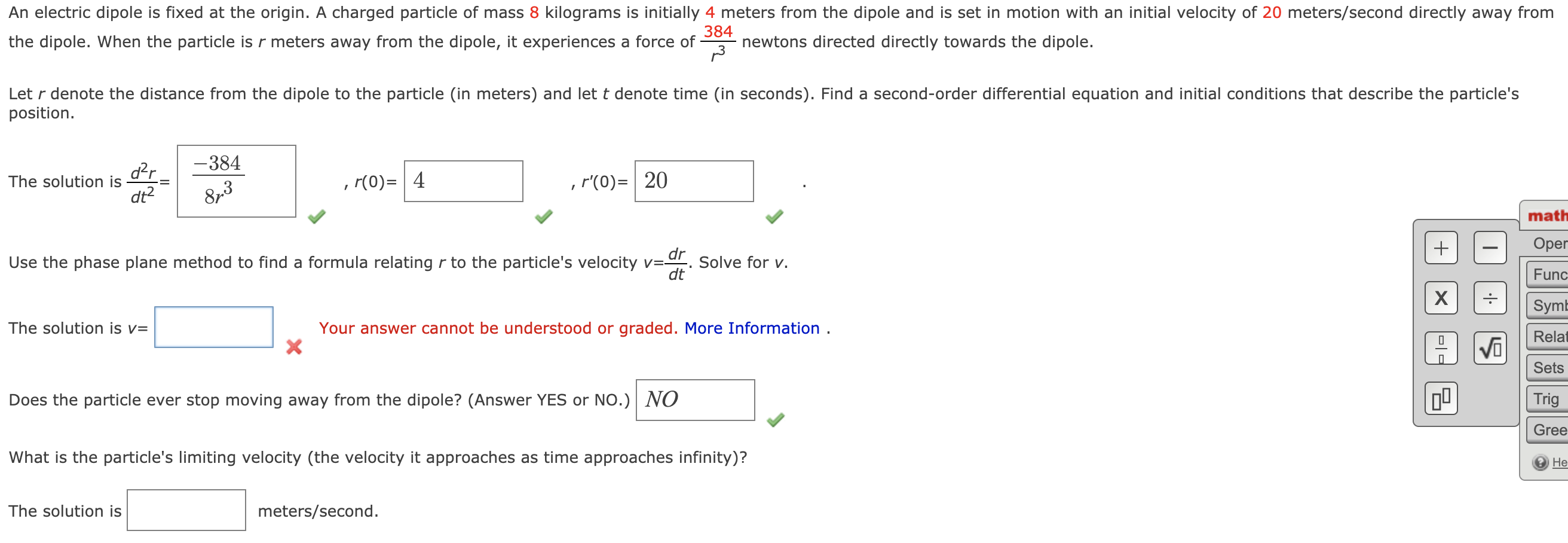 Solved An electric dipole is fixed at the origin. A charged | Chegg.com