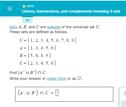 Solved Sets A,B, And C Are Subsets Of The Universal Set U. | Chegg.com