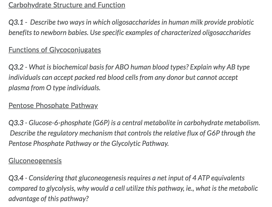 Solved Carbohydrate Structure and Function Q3.1 - Describe | Chegg.com