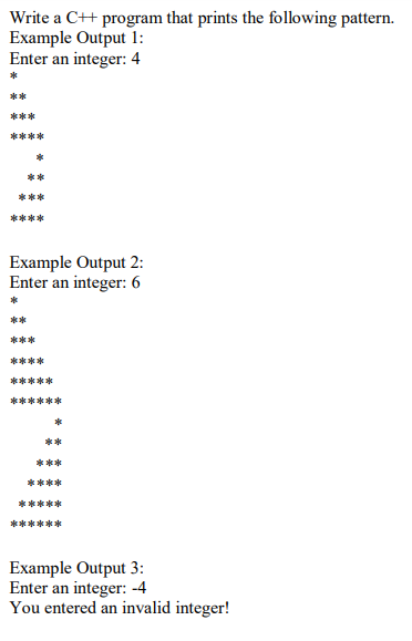 Solved Write a CH program that prints the following pattern. | Chegg.com