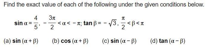 Solved Find the exact value of each of the following under | Chegg.com