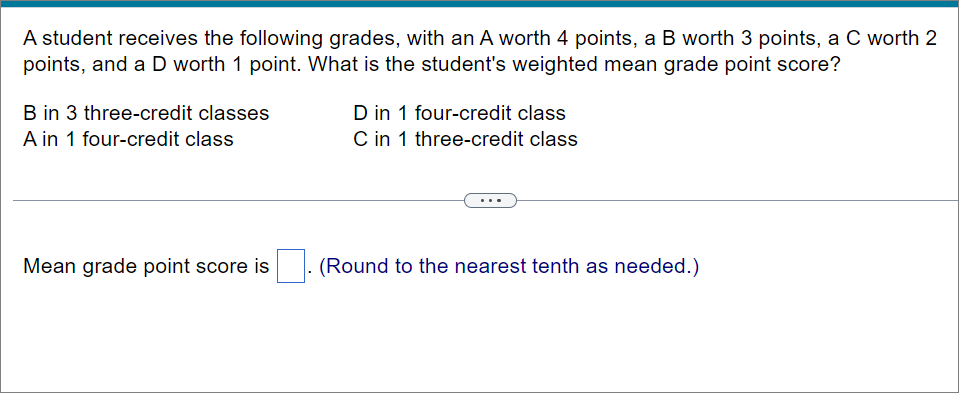 Solved A student receives the following grades, with an A | Chegg.com