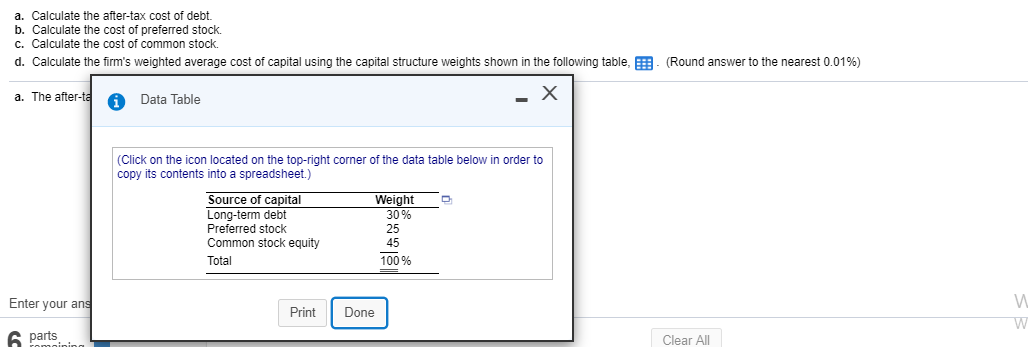 Solved Calculation Of Individual Costs And WACC Lang | Chegg.com