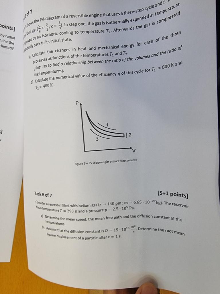 Solved the PV-diagram of a reversible engine that uses a | Chegg.com