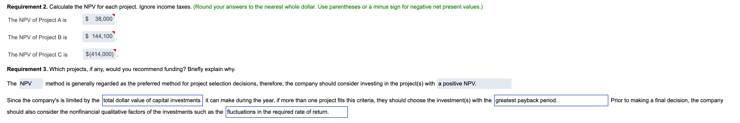 Solved A B с D 1 Project A Project B Project C 2 Projected | Chegg.com
