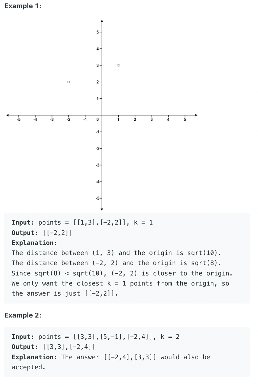Find K Closest Points To The Origin – ZOWCYK